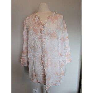 Torrid Womens Peasant Blouse Size 3 Plus size Light Pink & White Boho Flowy Top